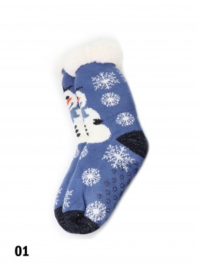 Indoor Anti-Skid Slipper Socks W/ Snow Pattern